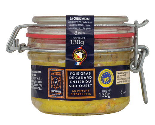 Foie Gras de canard entier du Sud-Ouest au piment d'Espelette