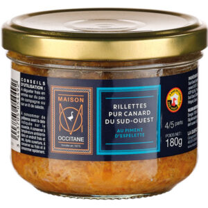 Rillettes pur canard du Sud-Ouest au piment d'Espelette - 180g
