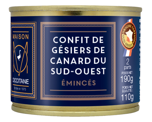 Confit de gésiers de canard du Sud-Ouest émincés