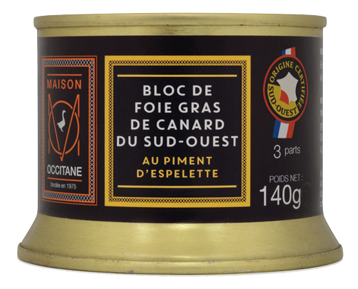 Bloc de foie gras de canard du Sud-Ouest au piment d'Espelette