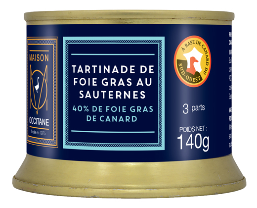 Tartinade au foie gras de canard du Sud-Ouest parfumée au Sauternes - 140g