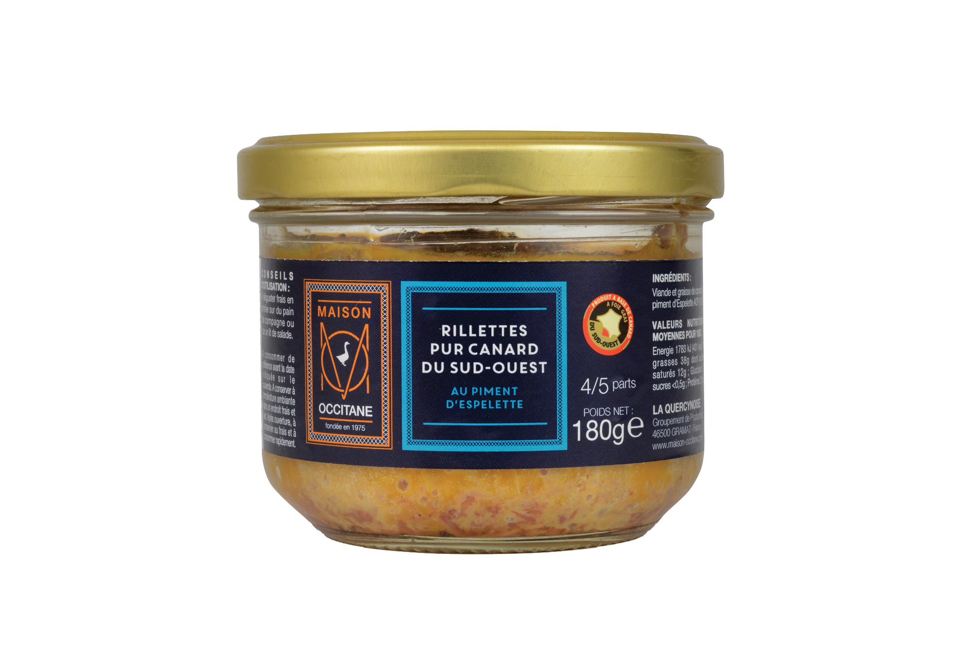 Rillettes pur canard du sud ouest au piment d espelette